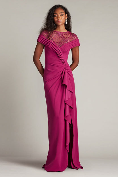Tadashi Shoji CHR25375LB Long Formal Ruffle Mother of the Bride Dress