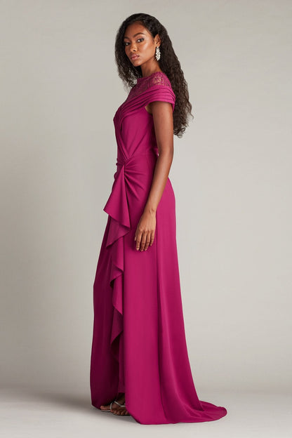 Tadashi Shoji CHR25375LB Long Formal Ruffle Mother of the Bride Dress
