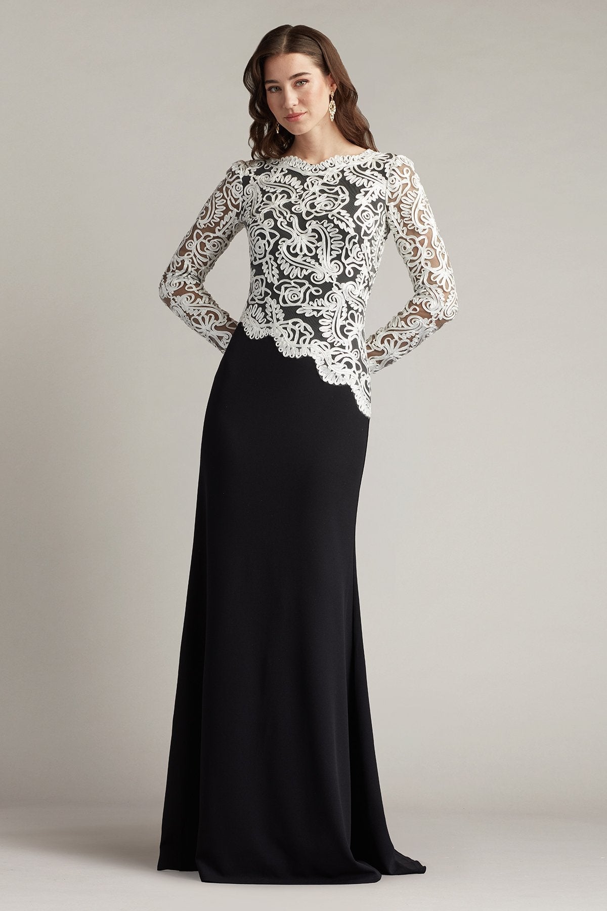 Tadashi Shoji CIM16206LXY Fitted Long Formal A Line Evening Dress