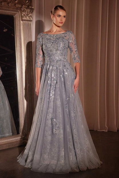 Long Formal A-Line Lace Evening Dress by LaDivine CK2401