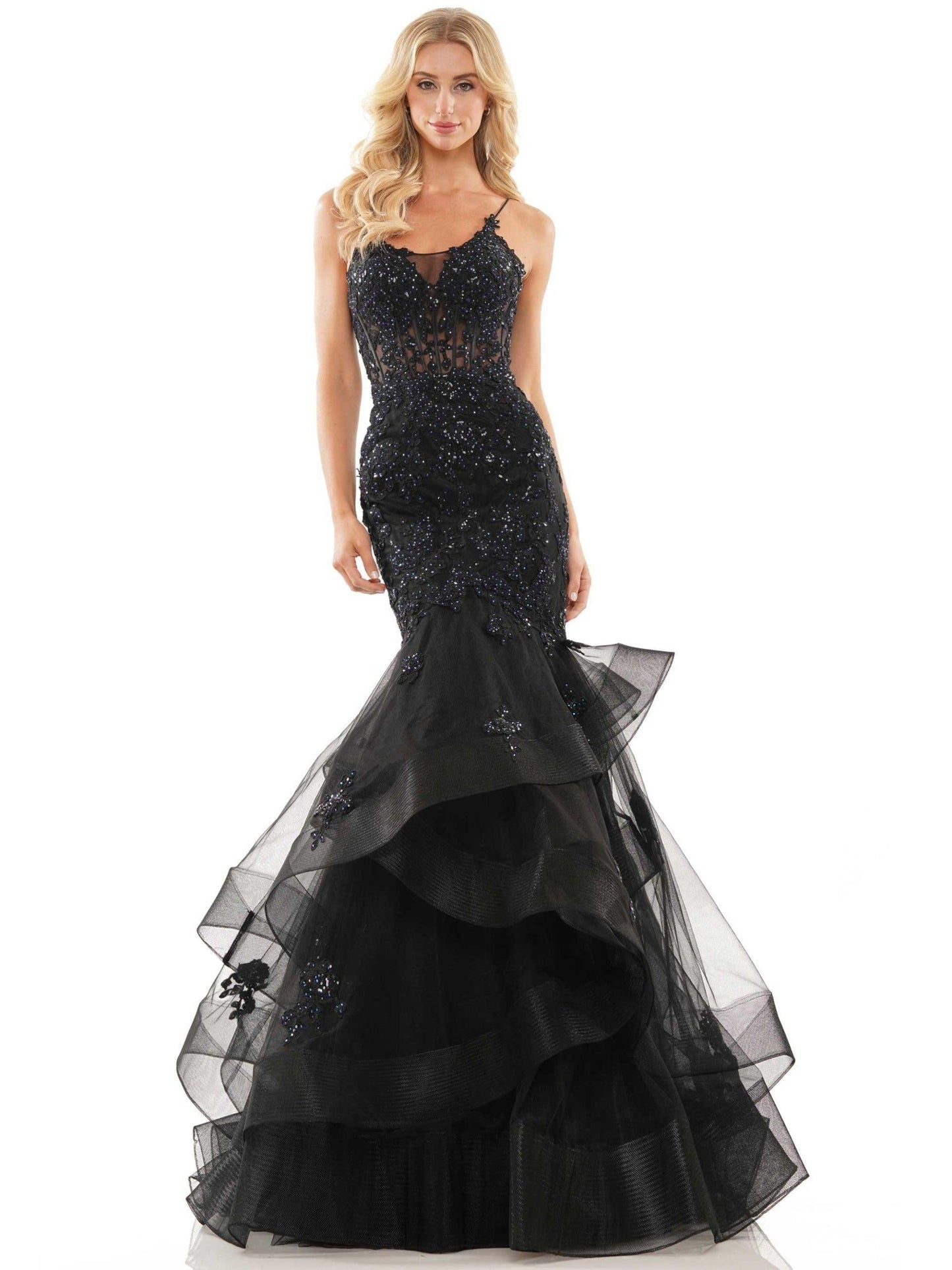 Colors 2899 Colors Long Spaghetti Strap Evening Dress