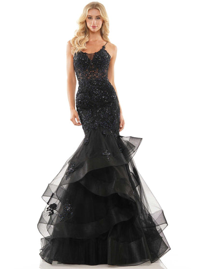 Colors 2899 Colors Long Spaghetti Strap Evening Dress