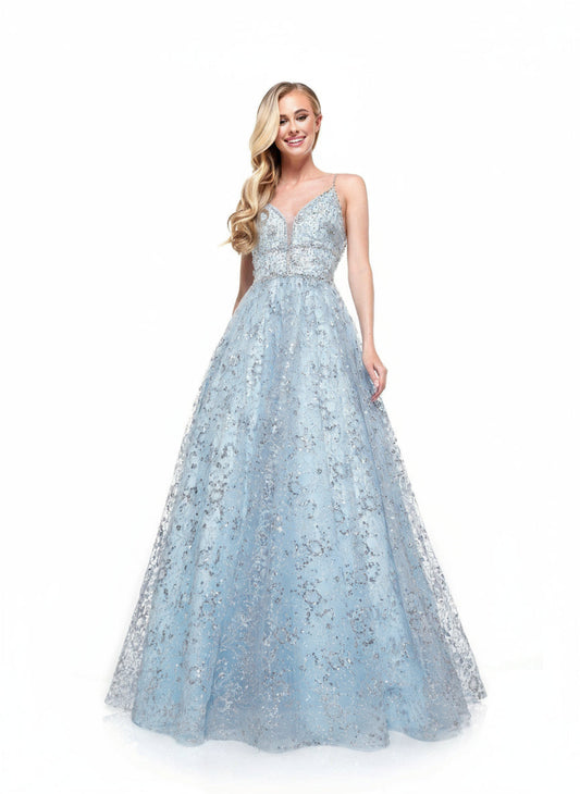 Colors 2288 Prom Long Formal Beaded Mesh Ball Gown