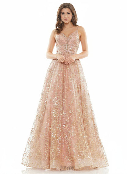 Colors 2288 Prom Long Formal Beaded Mesh Ball Gown