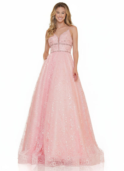 Colors 2288 Prom Long Formal Beaded Mesh Ball Gown