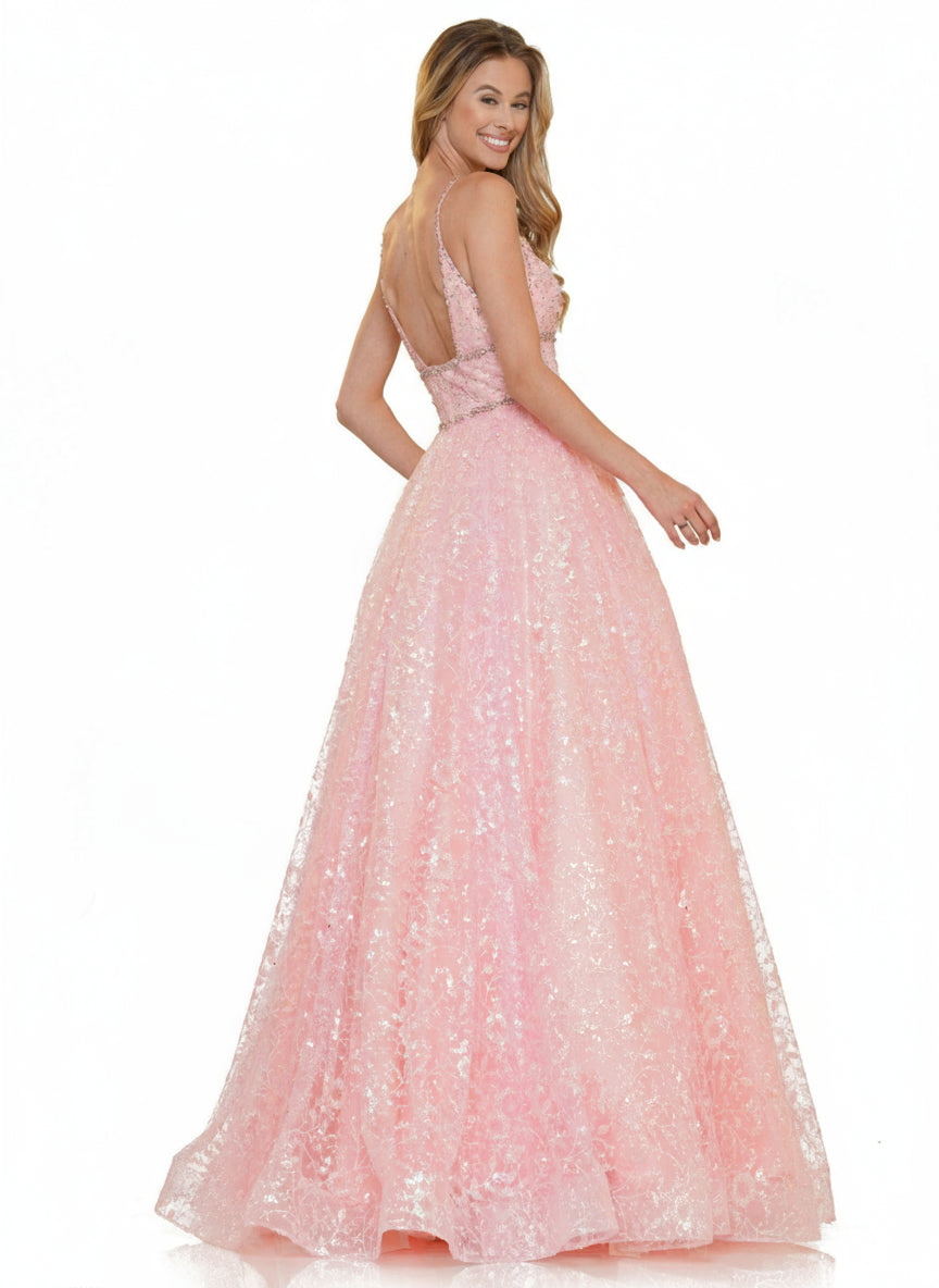 Colors 2288 Prom Long Formal Beaded Mesh Ball Gown