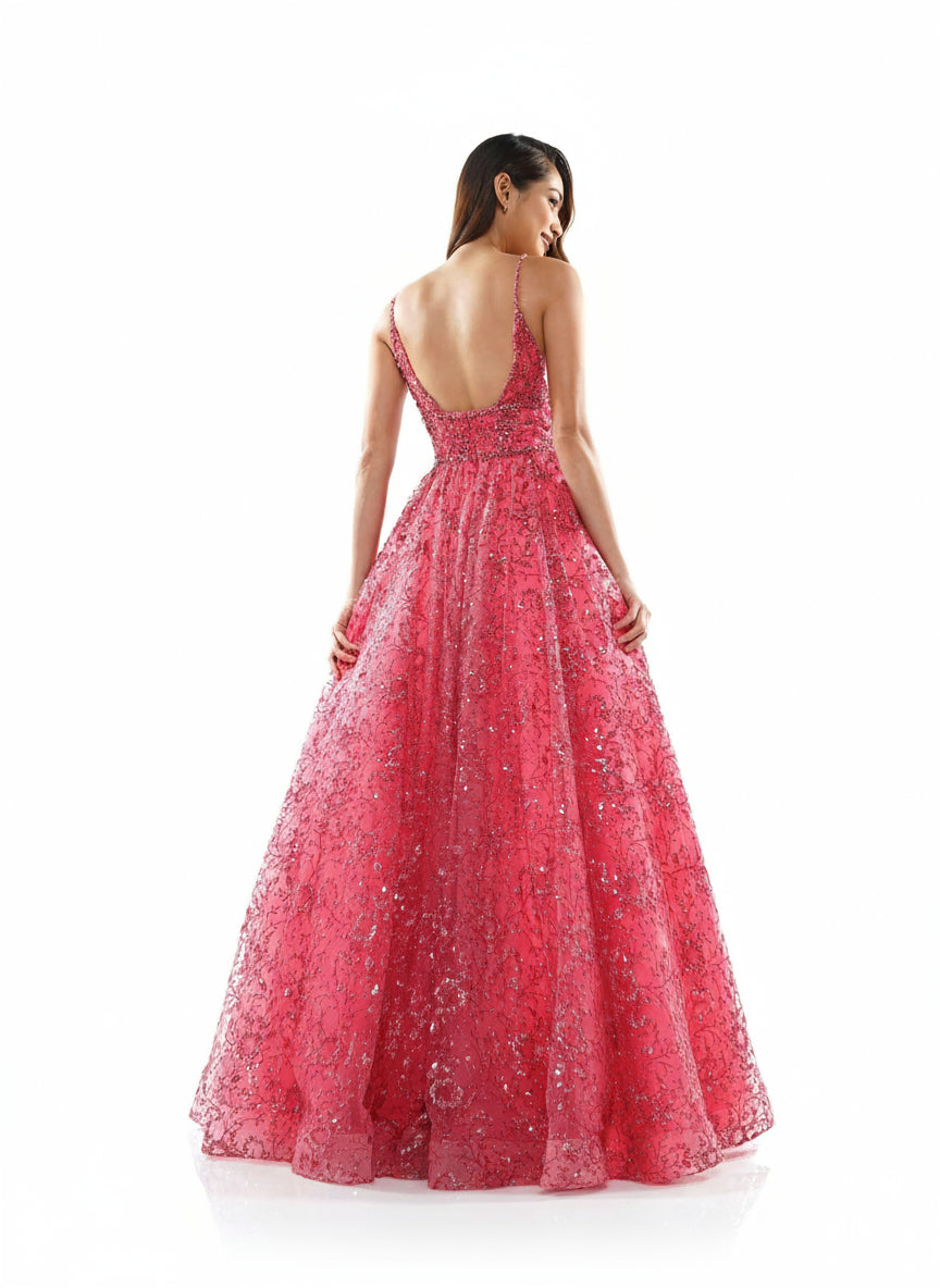 Colors 2288 Prom Long Formal Beaded Mesh Ball Gown
