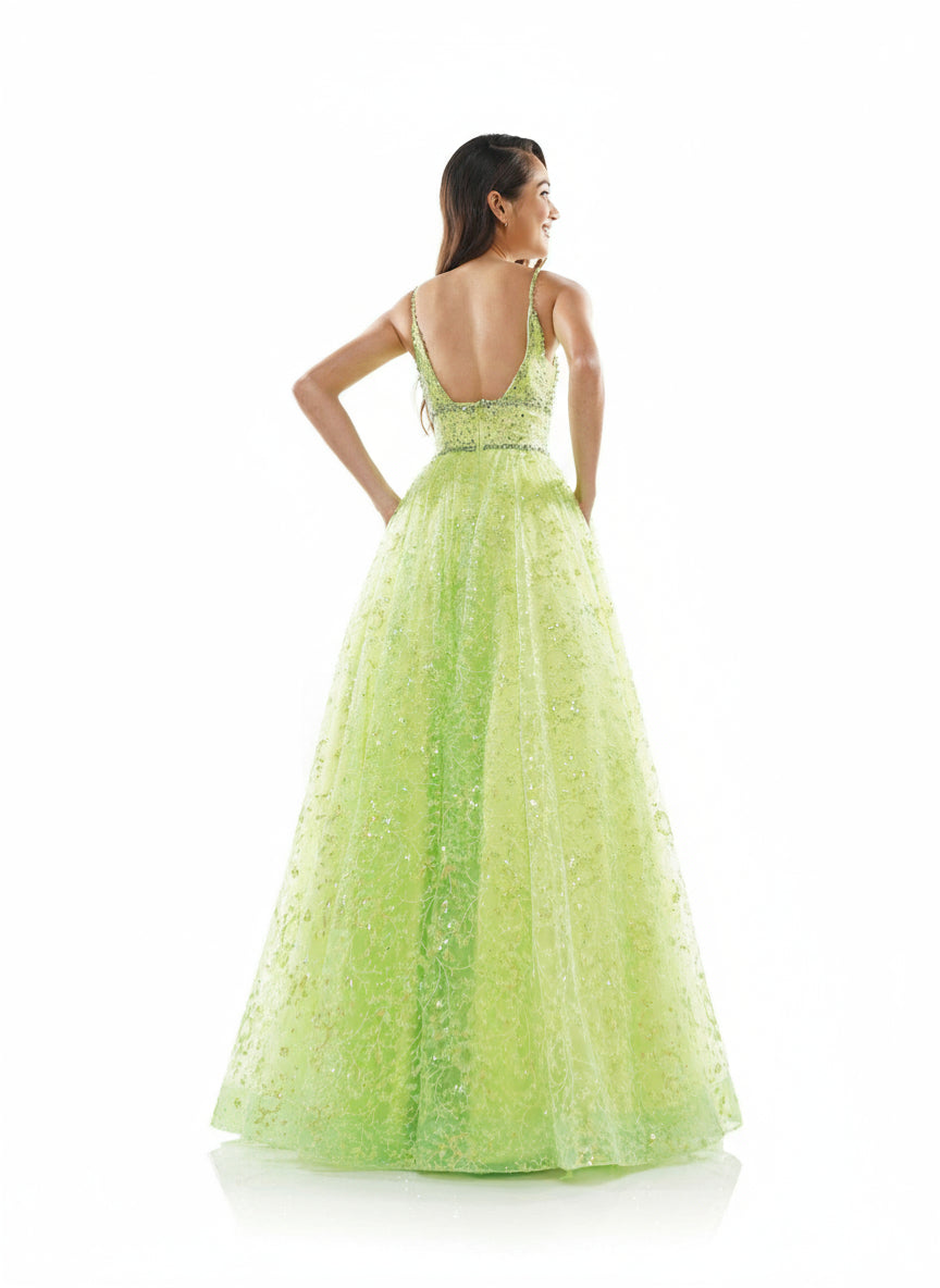 Colors 2288 Prom Long Formal Beaded Mesh Ball Gown