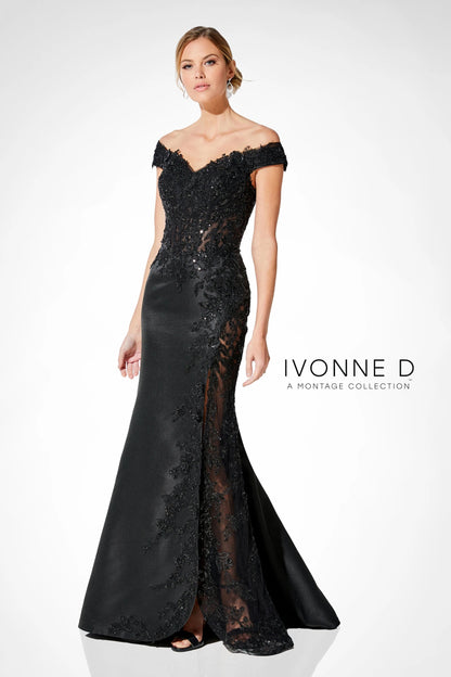 Ivonne D 221D51W Plus Size Long Formal Lace Overskirt Evening Gown