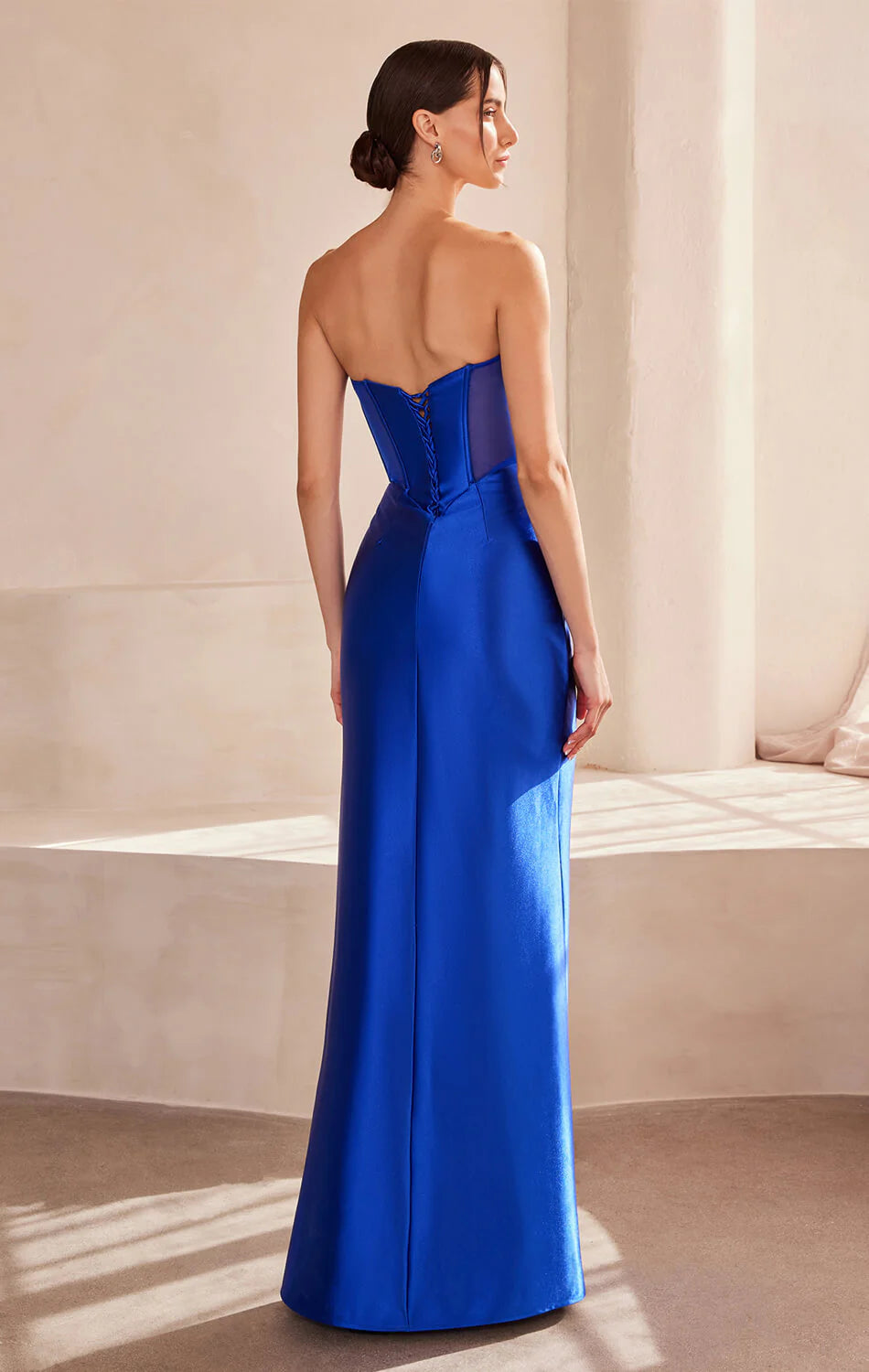 Sadie Maxi Dress - Strapless Sweetheart Corset Satin Dress