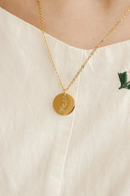 Birth Flower Pendant Necklace