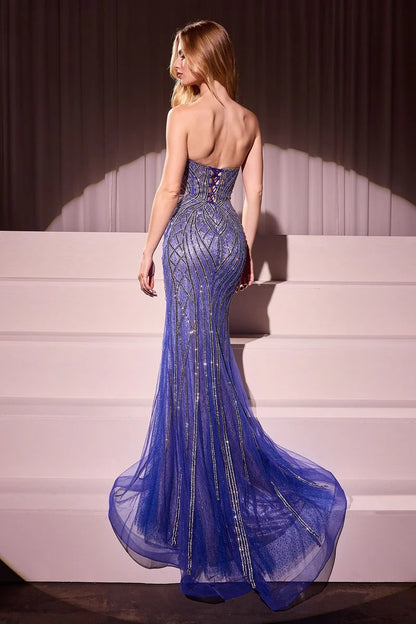 MAXWELL GOWN - CRYSTAL STRAPLESS EMBELLISHED MERMAID GOWN