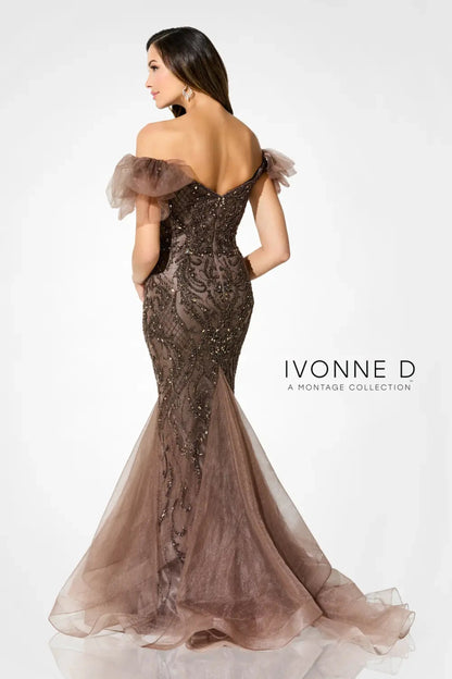 Ivonne D ID926 Long Mermaid Evening Beaded Formal Dress