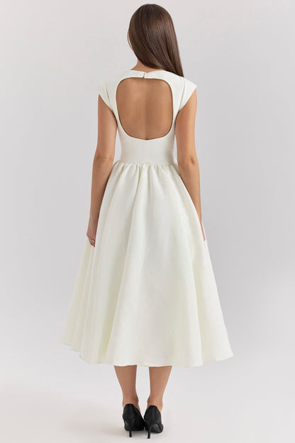 ivory moire satin midi dress