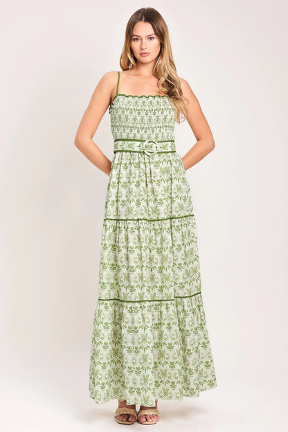 DAINTY FLORA GREEN MAXI DRESS