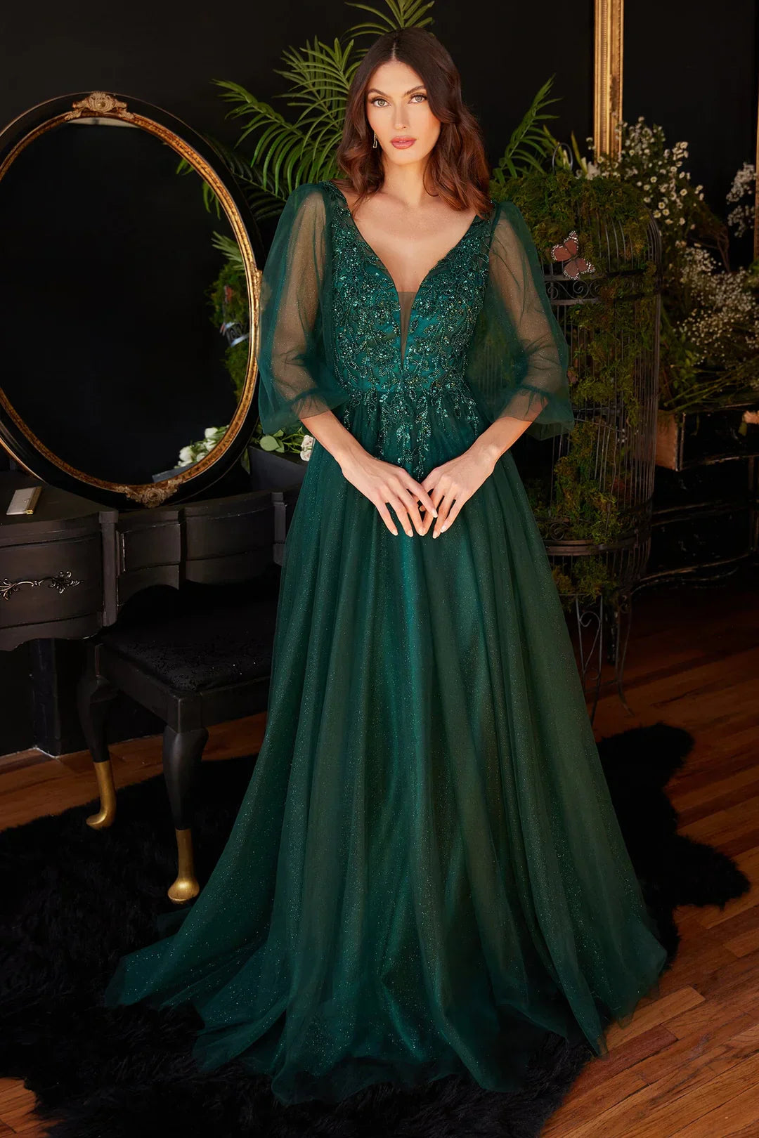 Formal Long Sleeve Mother of the Bride Long Tulle Dress LaDivine CD0182