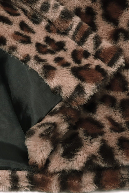 Casual Loose Fit Leopard Fleece Coat