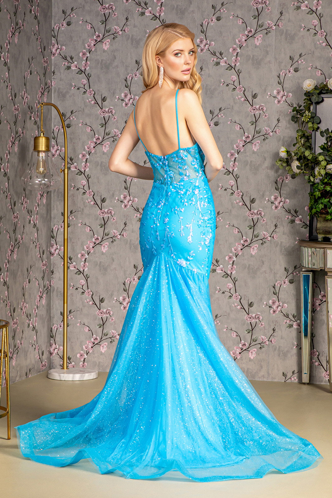 Long Formal Fitted Glitter Prom Dress