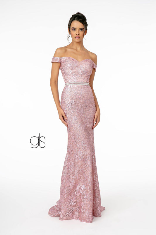 Glitter Netting Mermaid Long Prom Dress