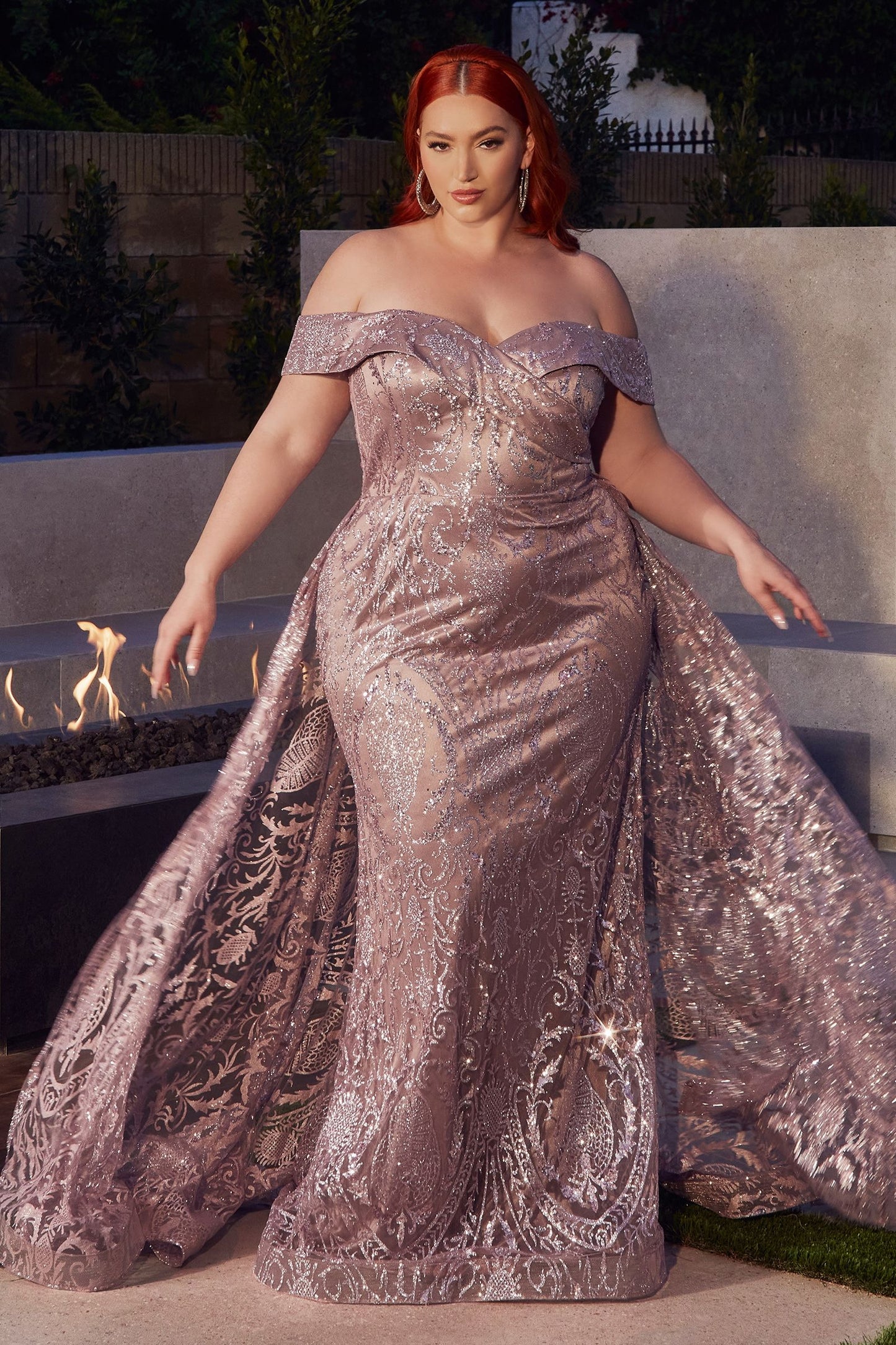 Long Off Shoulder Evening Gown by LaDivine J836