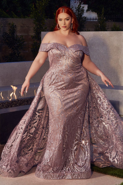 Long Off Shoulder Evening Gown by LaDivine J836