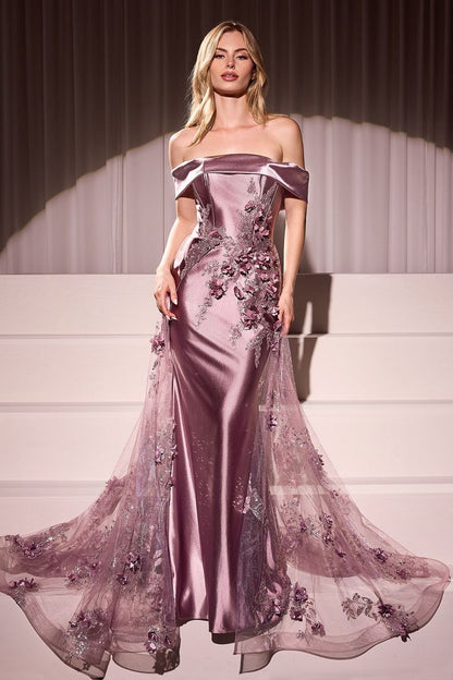LaDivine J876 Prom Long Formal Fitted Overskirt Dress