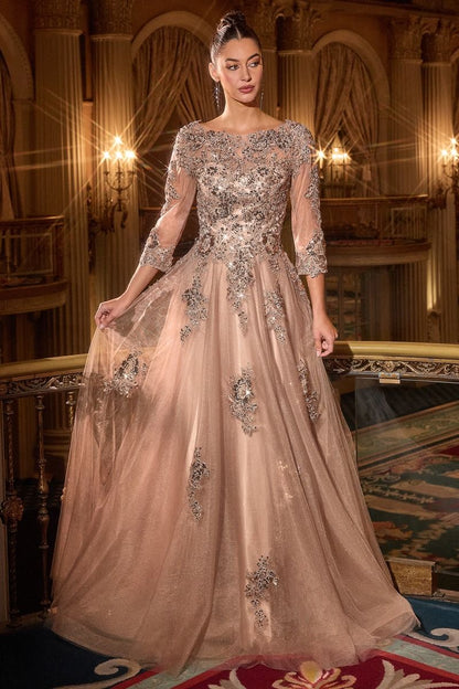 LaDivine J883 Long Formal A Line Evening Dress