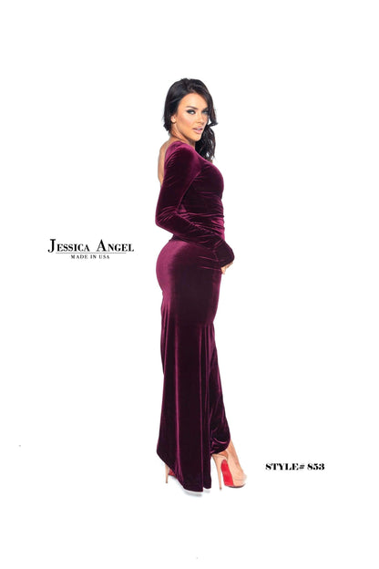 Jessica Angel Long One Shoulder Velvet Dress 853