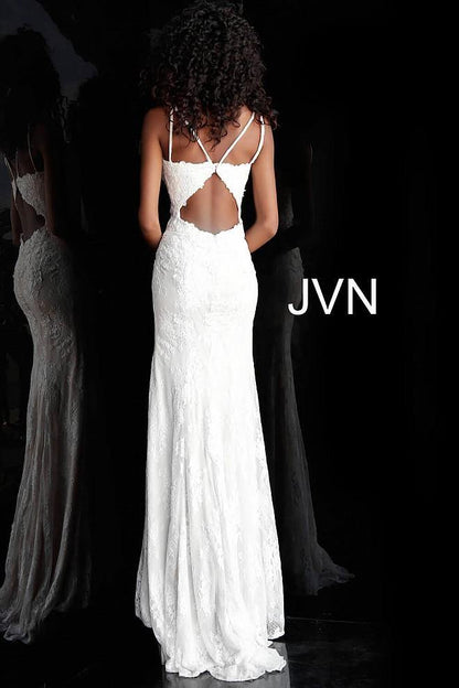 Jovani 66971 Long Fitted Formal Lace Prom Gown