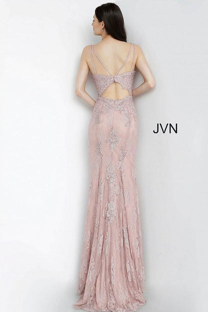 Jovani 66971 Long Fitted Formal Lace Prom Gown