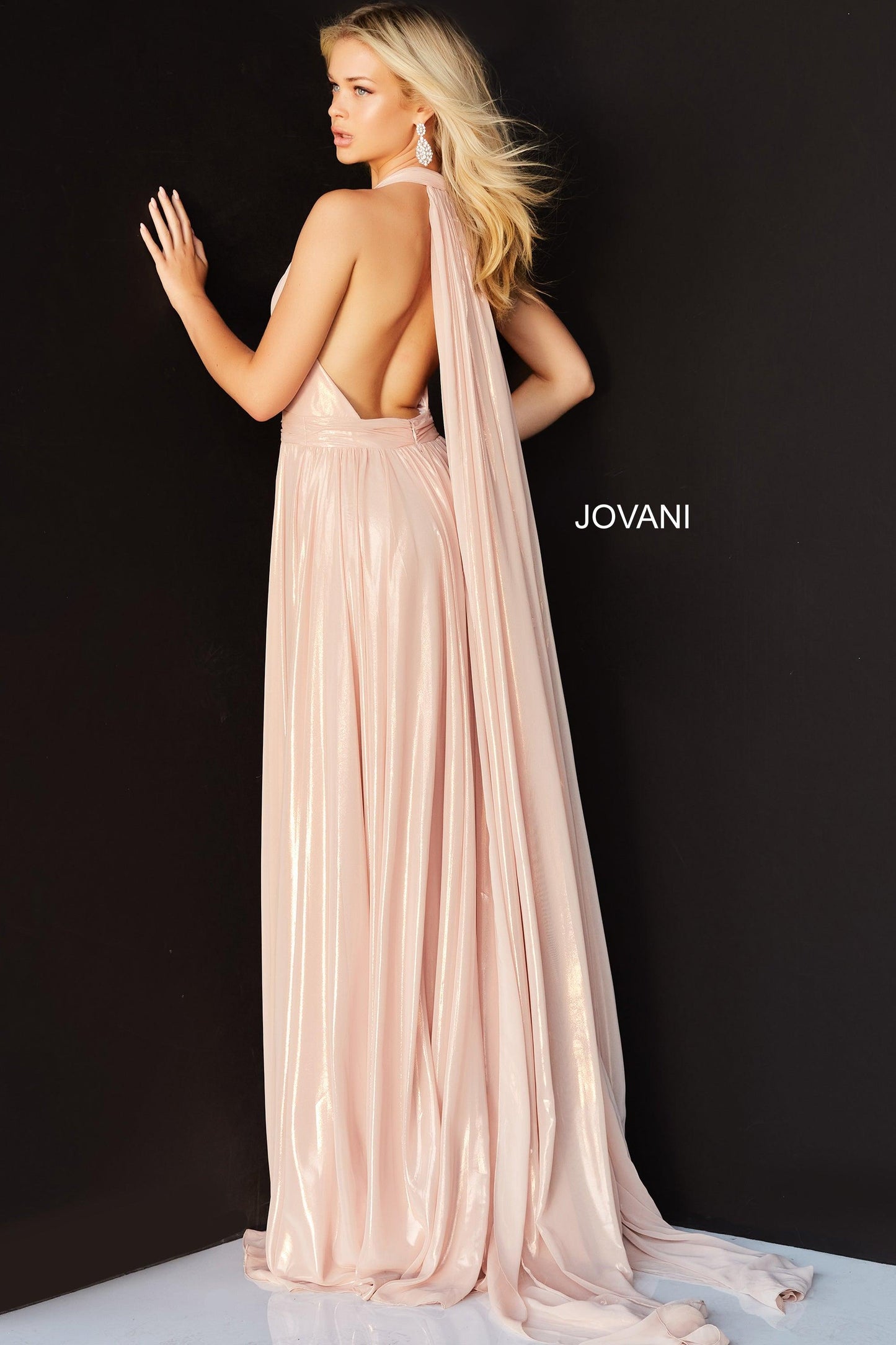 Jovani 07247 Halter Long Formal Evening Dress