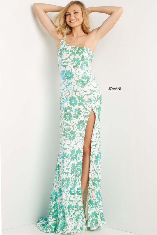 Jovani 08256 One Shoulder Long Prom Sexy Dress