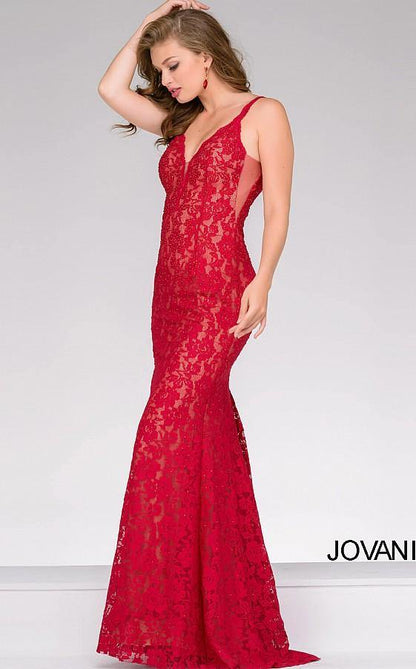 Jovani 48994 Prom Long Formal Fitted Lace dress