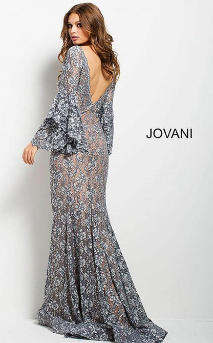 Jovani 57048 Prom Long Sleeve Mermaid Lace Dress