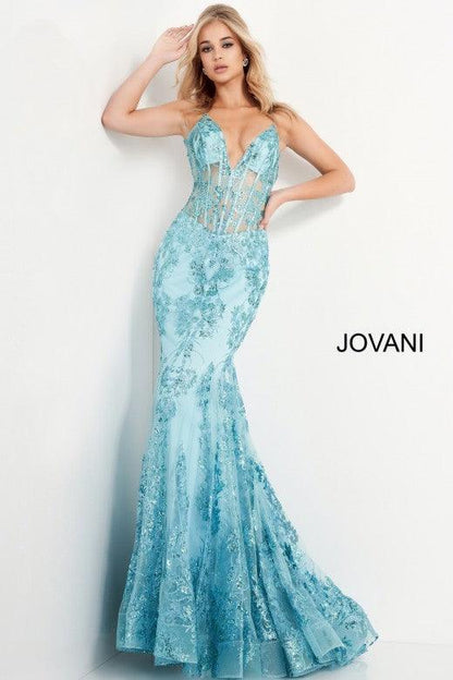 Prom Long Spaghetti Straps Mermaid Gown by Jovani 3675