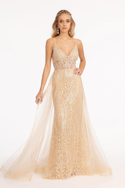 Long Mermaid Prom Dress W Detached Layer On Waist