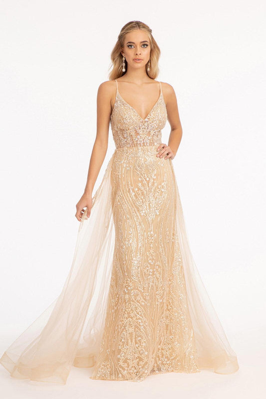 Long Mermaid Prom Dress W Detached Layer On Waist