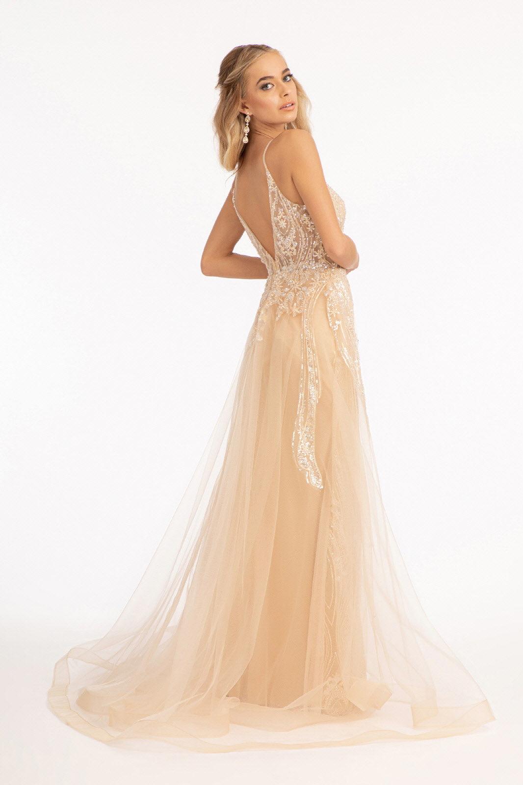 Long Mermaid Prom Dress W Detached Layer On Waist
