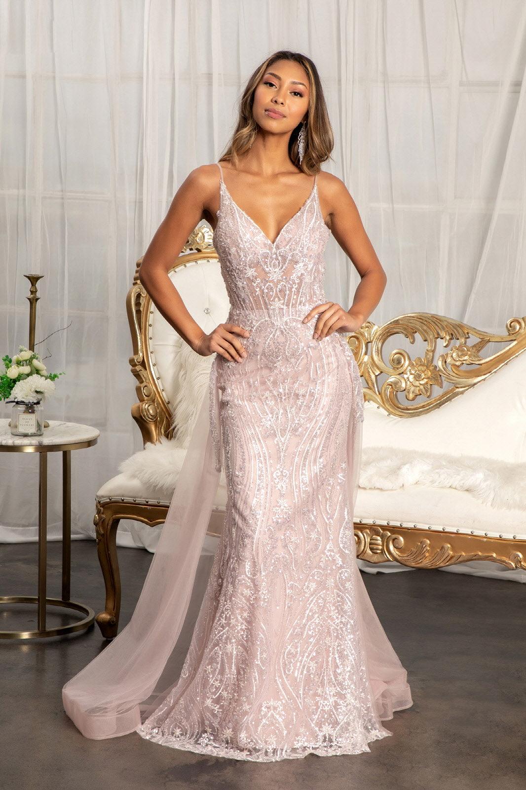 Long Mermaid Prom Dress W Detached Layer On Waist