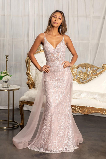 Long Mermaid Prom Dress W Detached Layer On Waist