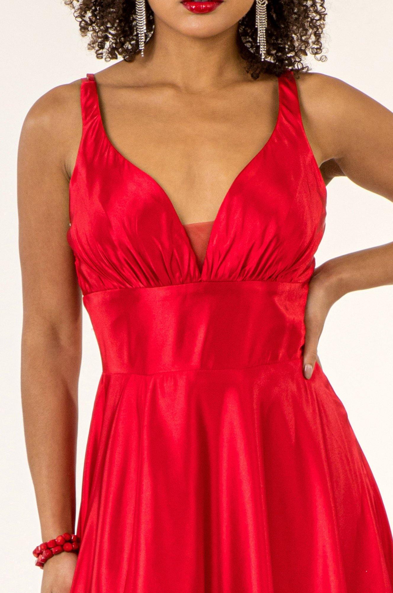 Long Formal Sleeveless Satin Prom Dress