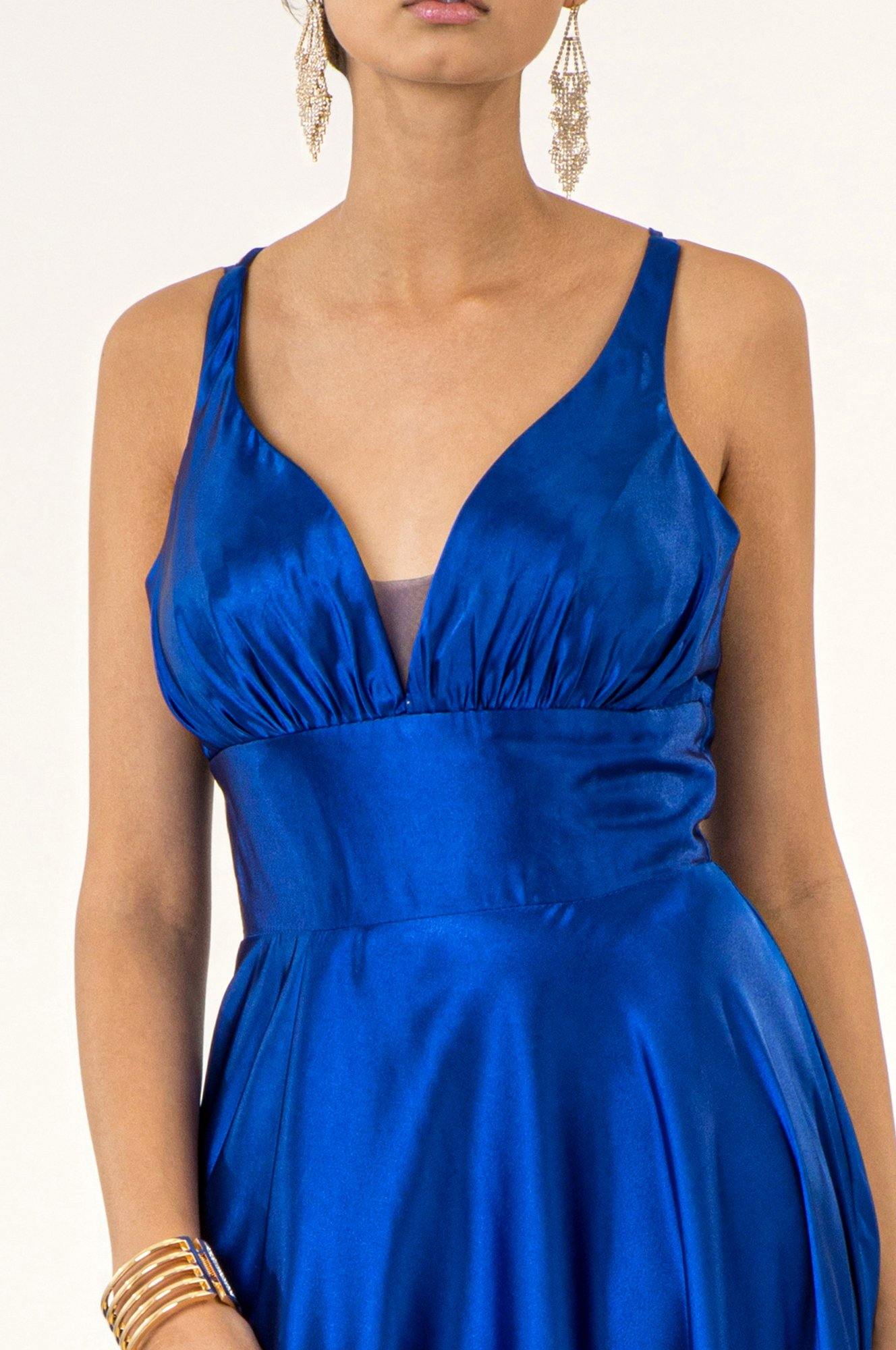 Long Formal Sleeveless Satin Prom Dress