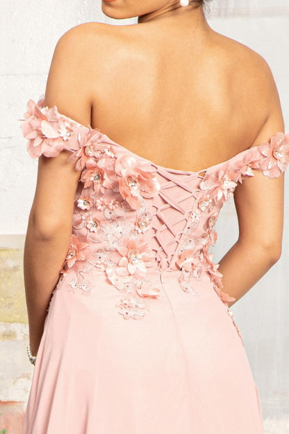 Long Off Shoulder Formal Chiffon Prom Gown