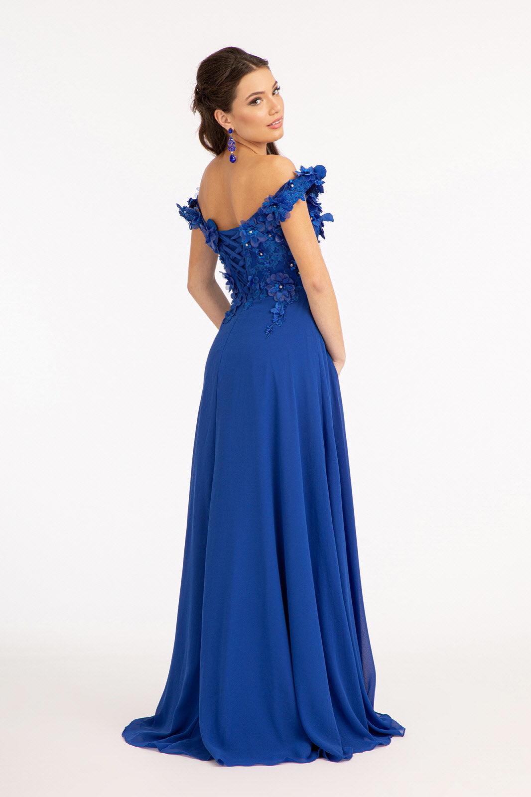Long Off Shoulder Formal Chiffon Prom Gown