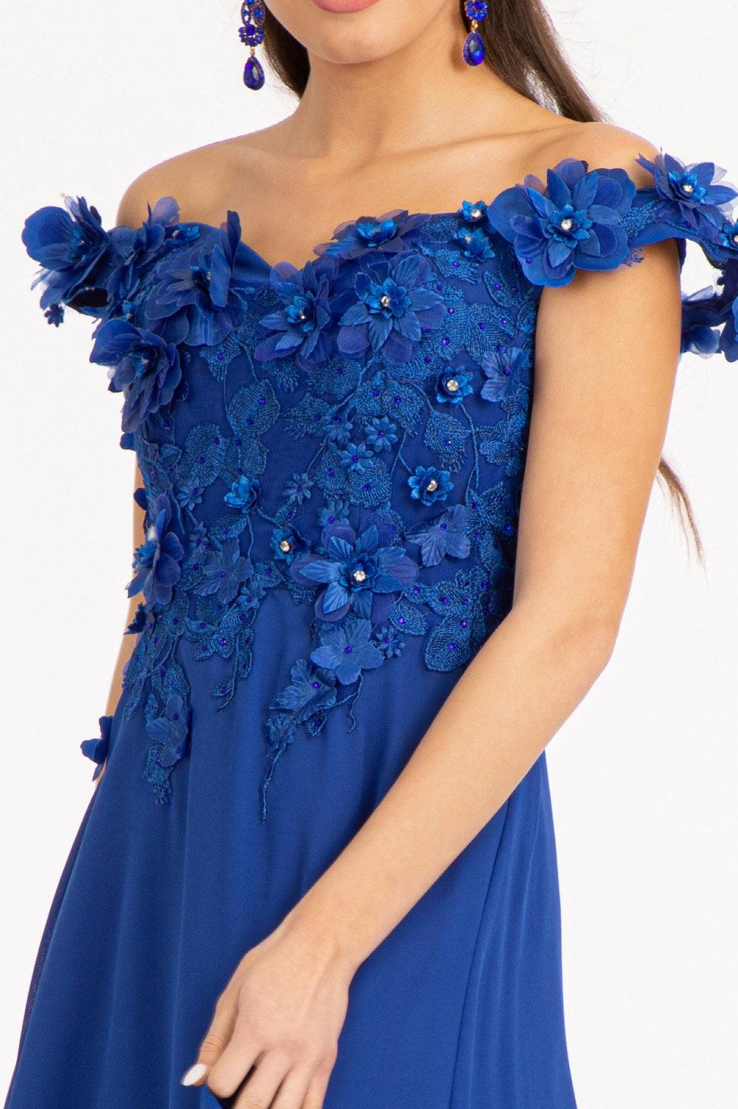 Long Off Shoulder Formal Chiffon Prom Gown
