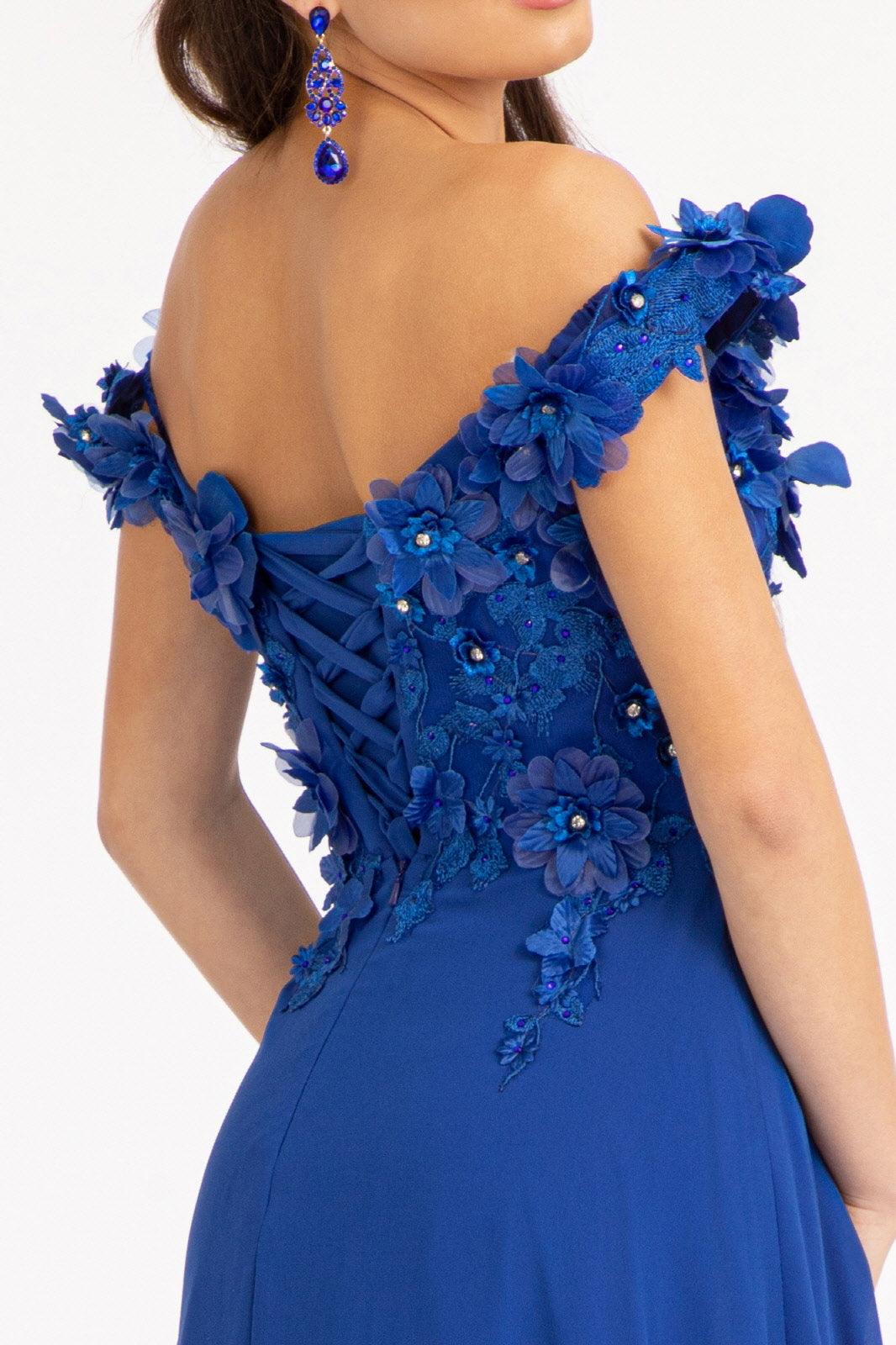 Long Off Shoulder Formal Chiffon Prom Gown