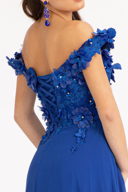 Long Off Shoulder Formal Chiffon Prom Gown