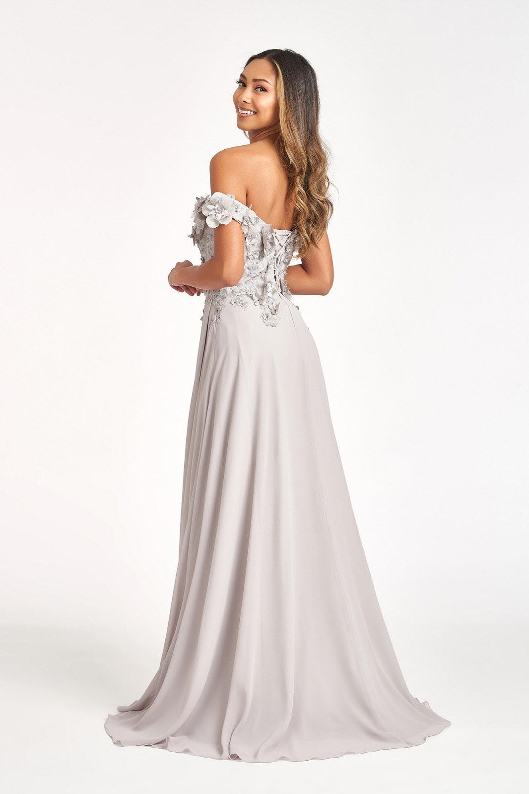 Long Off Shoulder Formal Chiffon Prom Gown