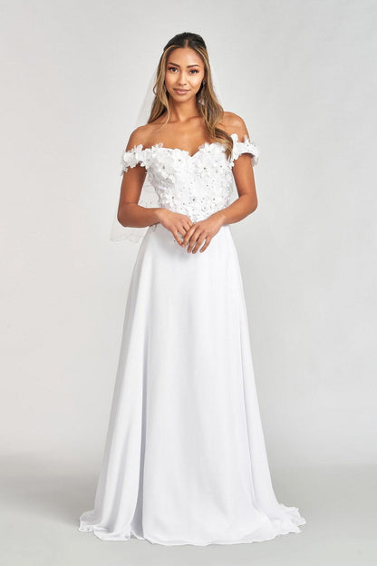 Long Off Shoulder Formal Chiffon Prom Gown
