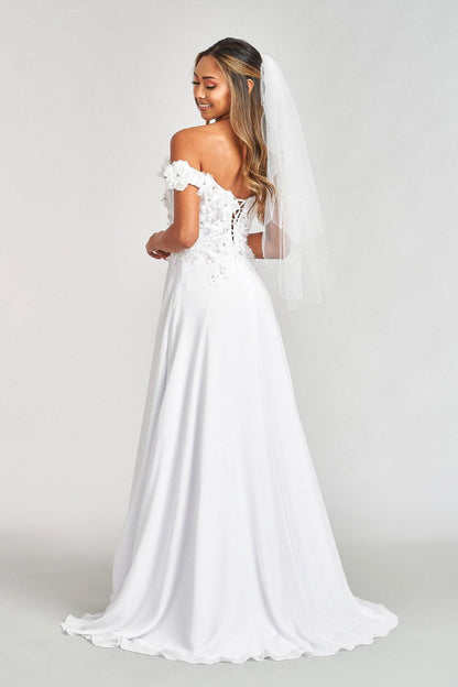 Long Off Shoulder Formal Chiffon Prom Gown